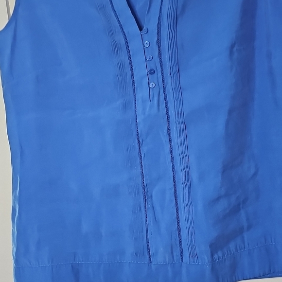 L.L. Bean Blue Blouse with Mandarin Collar Size S - Picture 4 of 7